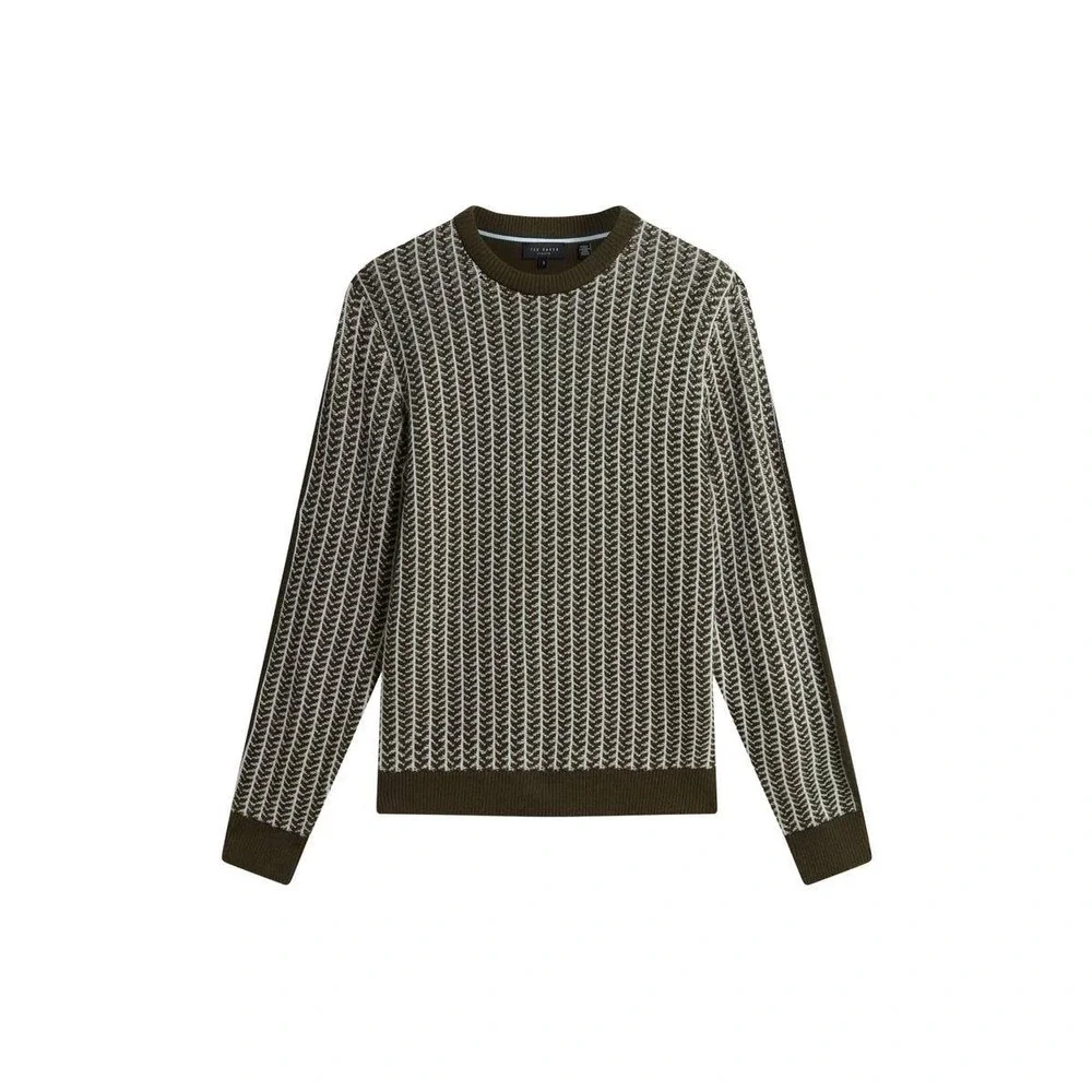 Ted Baker London Mens Olive‎ Green Textured Crew Neck Sweater Size 6